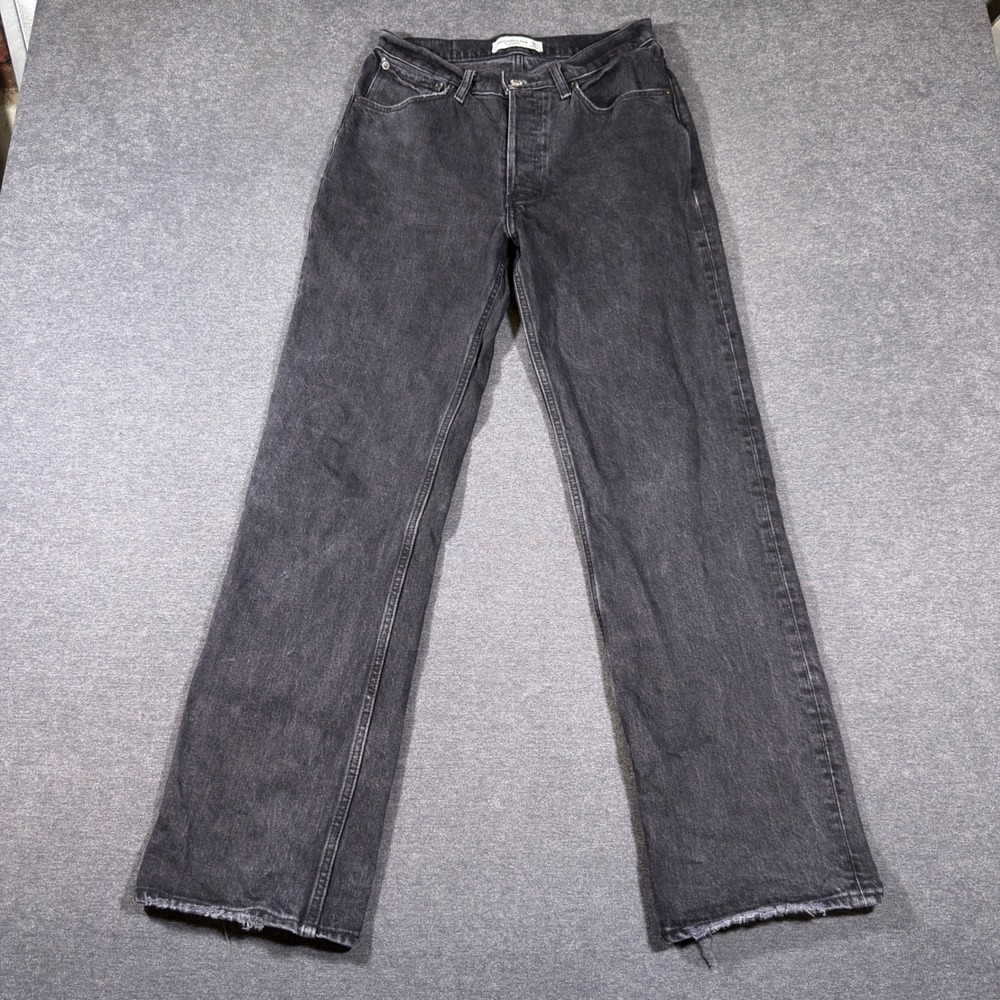Abercrombie & Fitch The 90s Baggy Low Rise Jeans Women 26 Black Distressed Mom